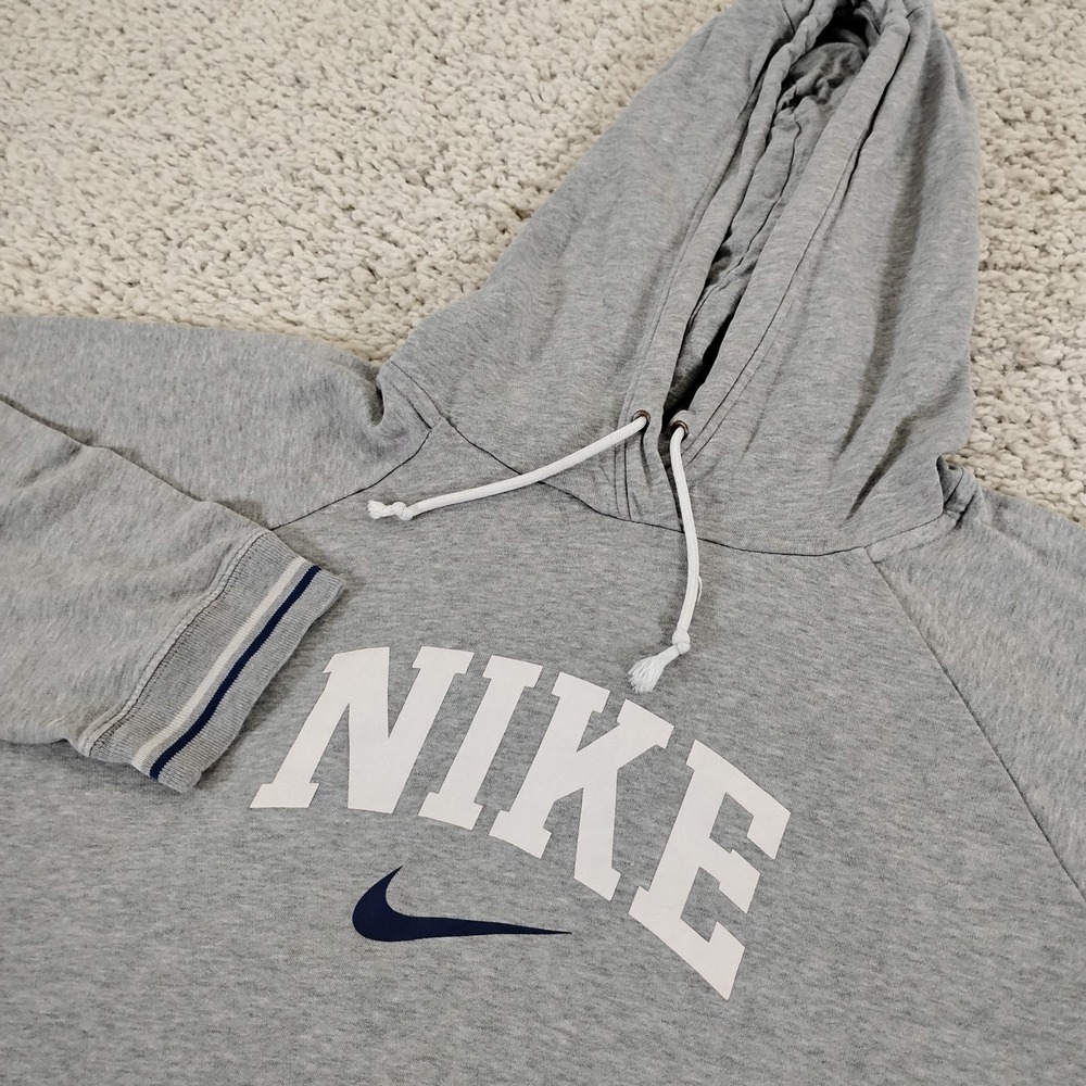 Nike Shirt Mens 2XL Gray Hooded Rayon Blend Center Swoosh Logo Hoodie Workout